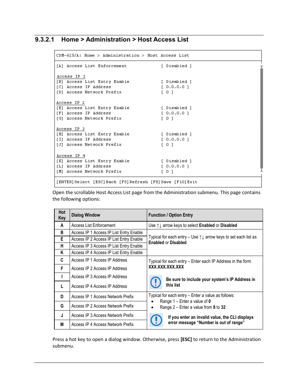 1 home > administration > host access list | Comtech EF Data CDM-625A User Manual | Page 391 / 756