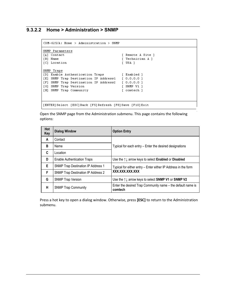 2 home > administration > snmp | Comtech EF Data CDM-625A User Manual | Page 392 / 756