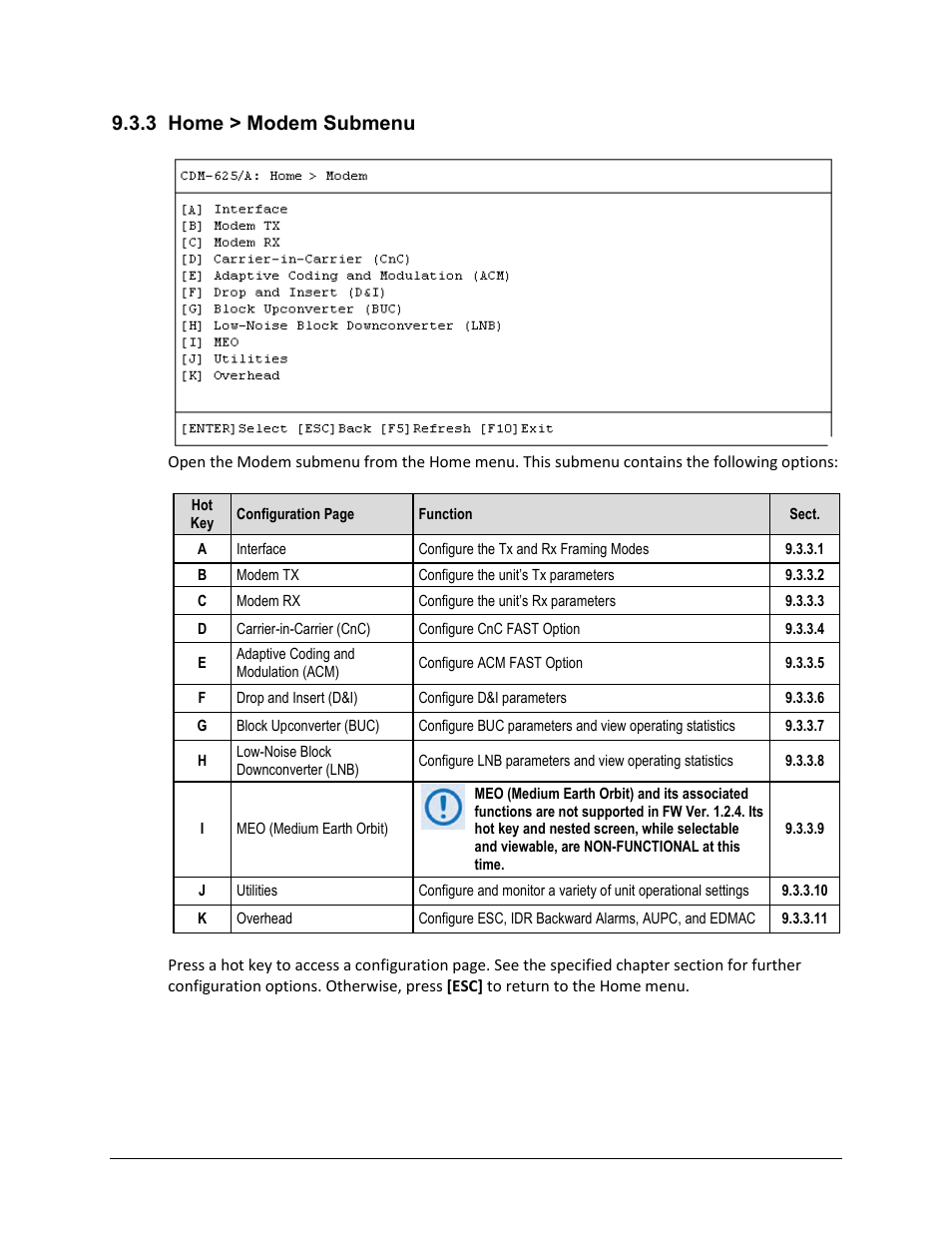 3 home > modem submenu | Comtech EF Data CDM-625A User Manual | Page 400 / 756