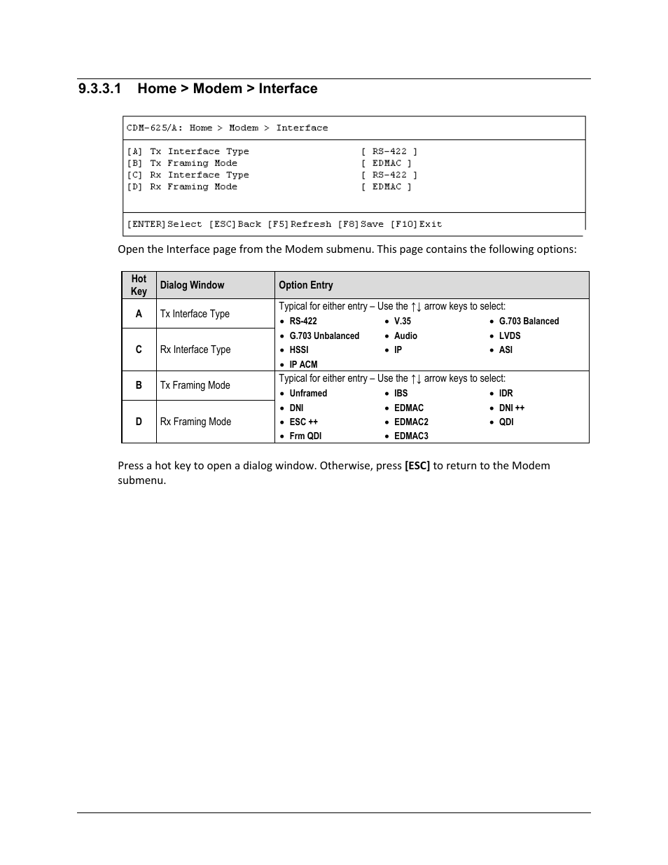 1 home > modem > interface | Comtech EF Data CDM-625A User Manual | Page 401 / 756