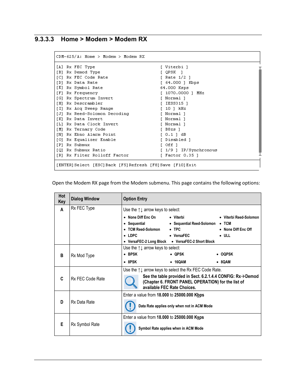 3 home > modem > modem rx | Comtech EF Data CDM-625A User Manual | Page 404 / 756