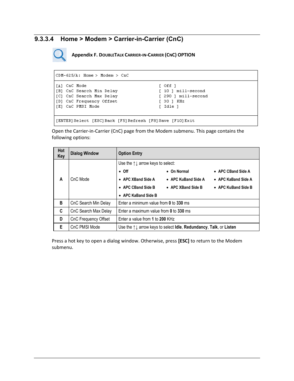 4 home > modem > carrier-in-carrier (cnc) | Comtech EF Data CDM-625A User Manual | Page 406 / 756