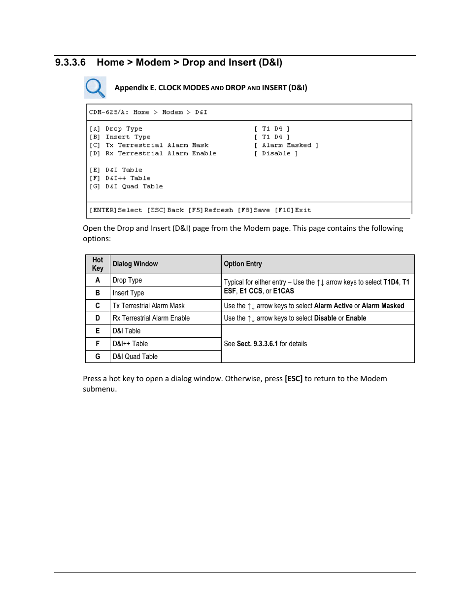 6 home > modem > drop and insert (d&i) | Comtech EF Data CDM-625A User Manual | Page 408 / 756