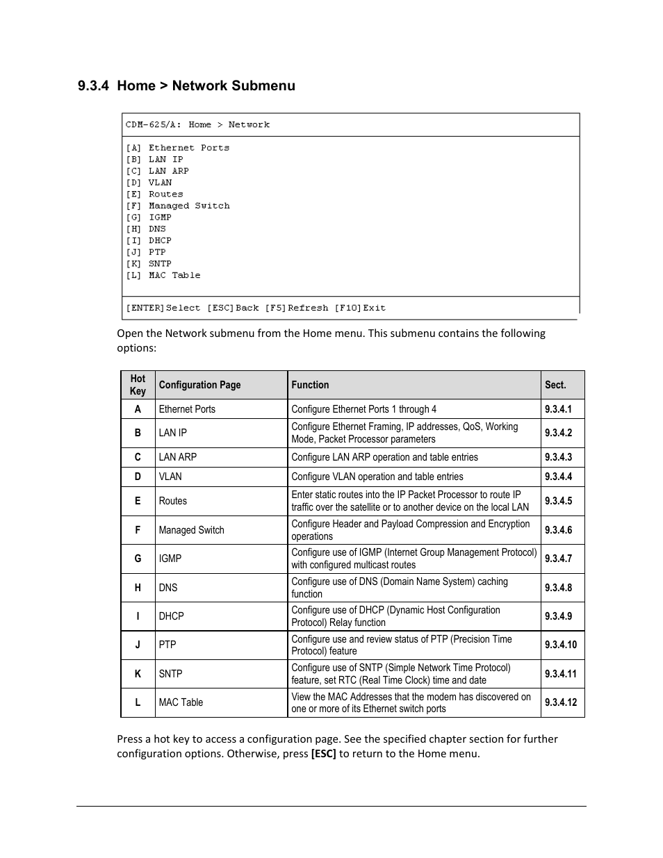 4 home > network submenu | Comtech EF Data CDM-625A User Manual | Page 418 / 756