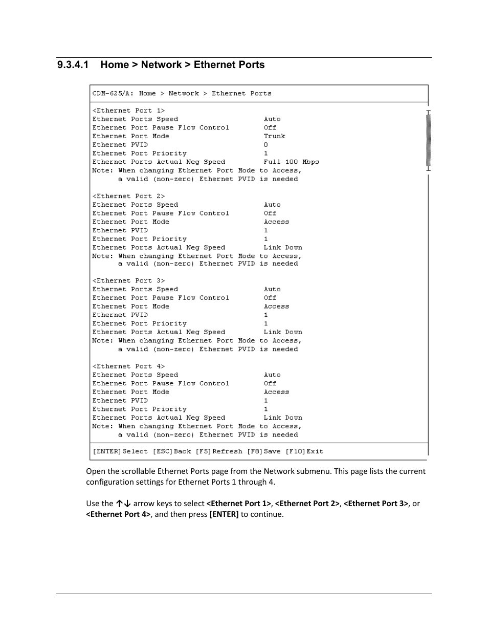 1 home > network > ethernet ports | Comtech EF Data CDM-625A User Manual | Page 419 / 756