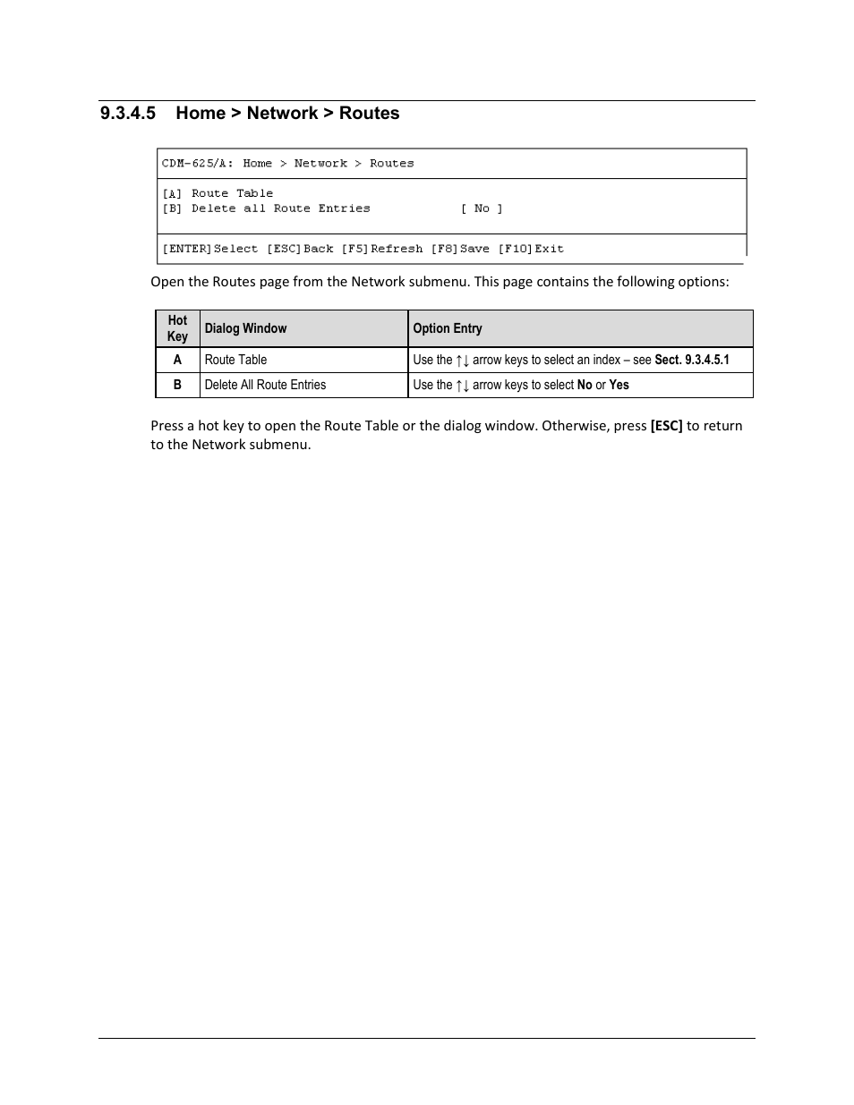 5 home > network > routes | Comtech EF Data CDM-625A User Manual | Page 426 / 756