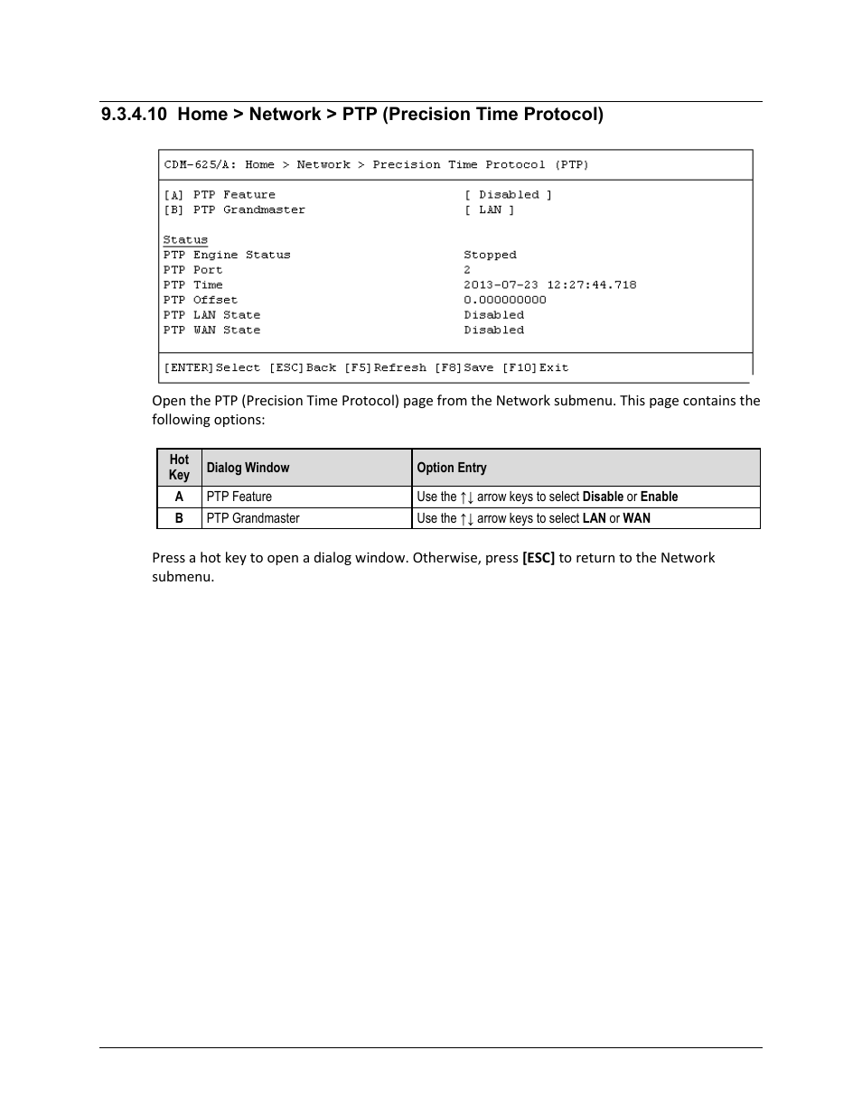 10 home > network > ptp (precision time protocol) | Comtech EF Data CDM-625A User Manual | Page 431 / 756