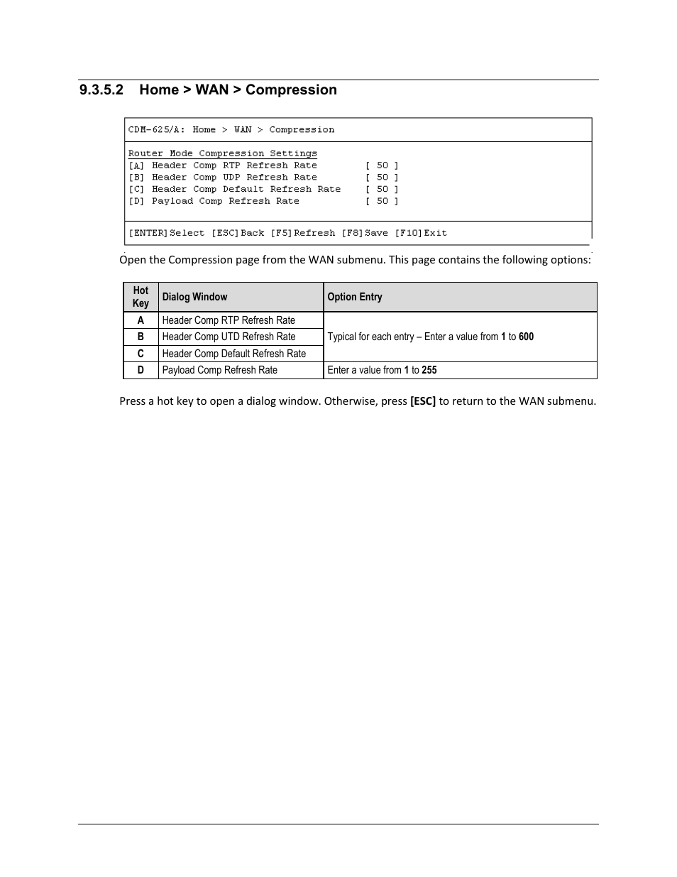 2 home > wan > compression | Comtech EF Data CDM-625A User Manual | Page 438 / 756