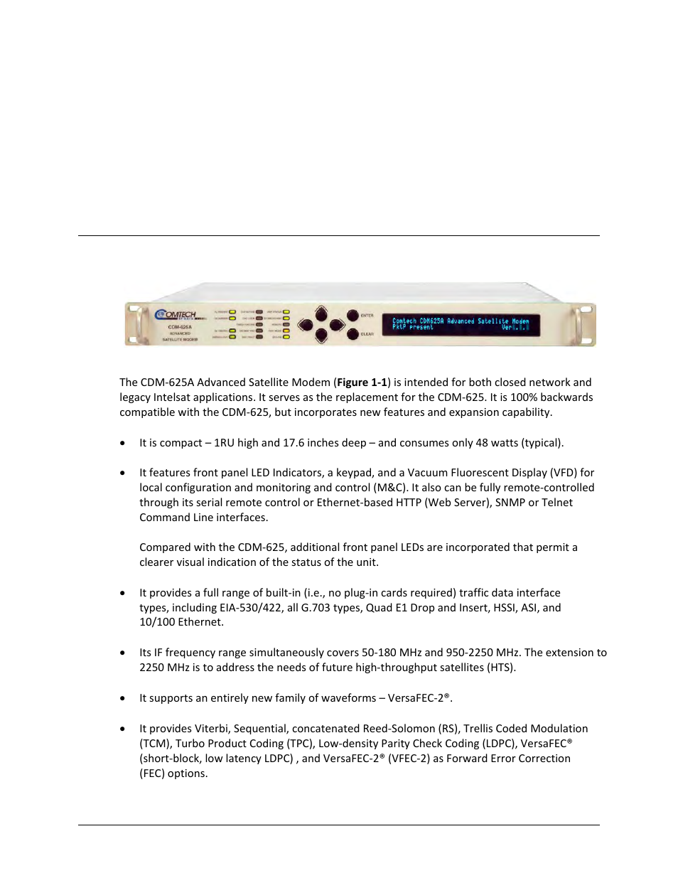 Chapter 1. introduction, 1 overview | Comtech EF Data CDM-625A User Manual | Page 45 / 756