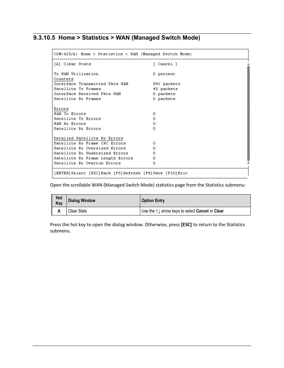 5 home > statistics > wan (managed switch mode) | Comtech EF Data CDM-625A User Manual | Page 462 / 756