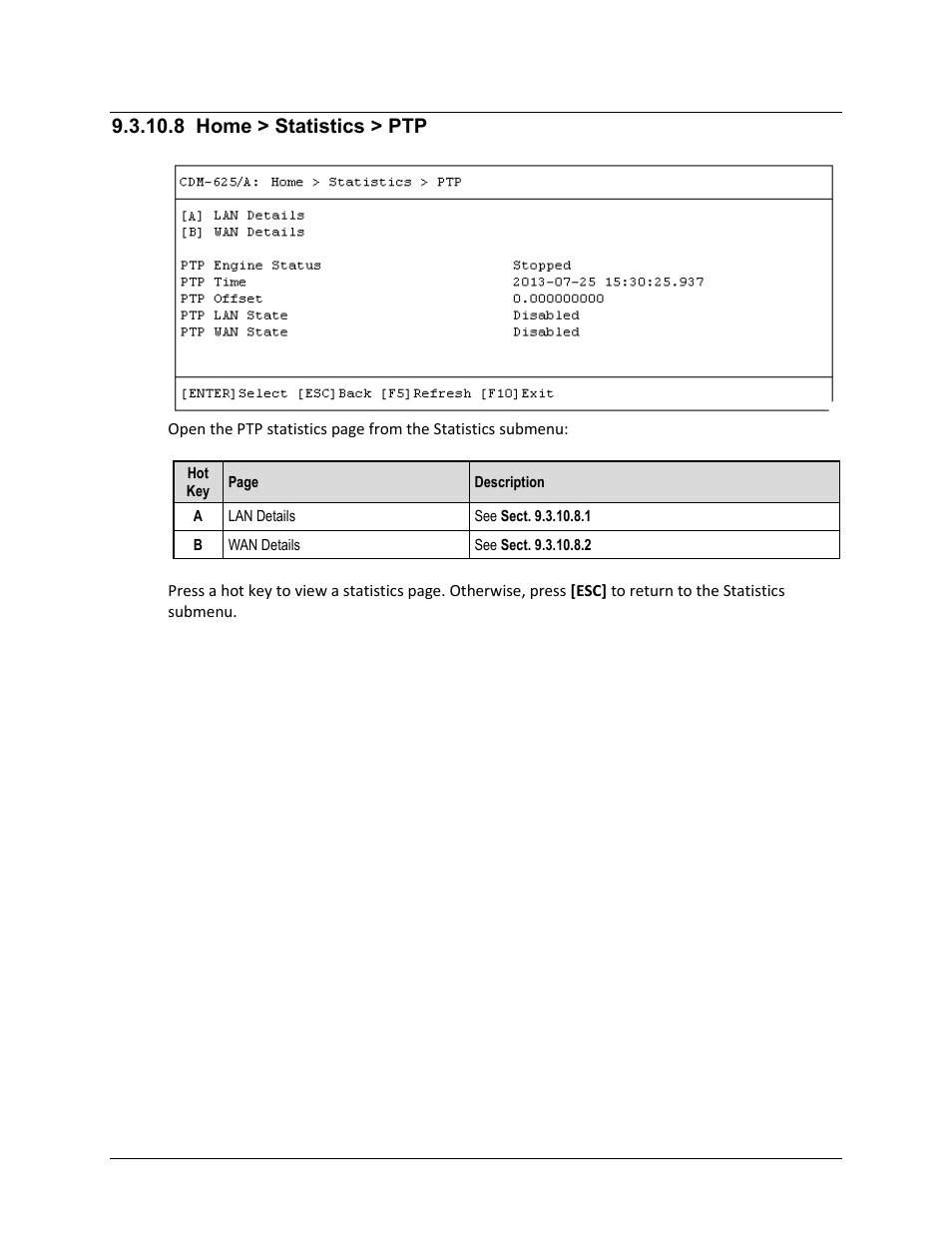 8 home > statistics > ptp | Comtech EF Data CDM-625A User Manual | Page 466 / 756