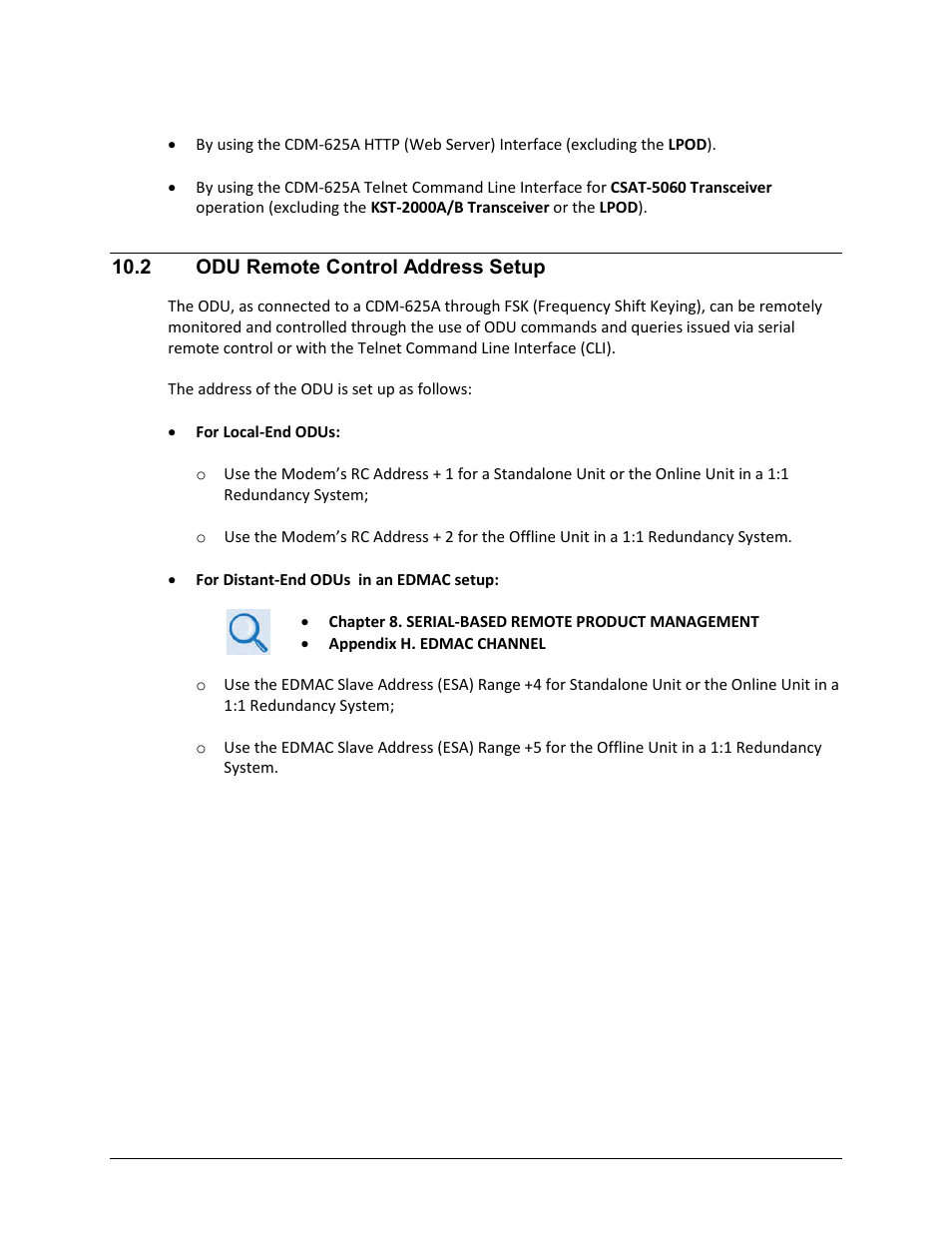 2 odu remote control address setup | Comtech EF Data CDM-625A User Manual | Page 470 / 756