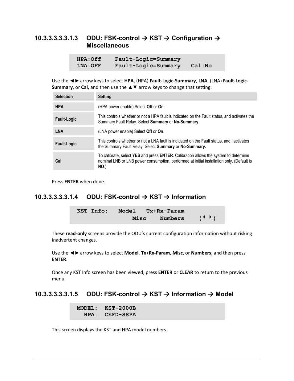 4 odu: fsk-control ( kst ( information, 5 odu: fsk-control ( kst ( information ( model, 4 odu: fsk-control  kst  information | 5 odu: fsk-control  kst  information  model | Comtech EF Data CDM-625A User Manual | Page 491 / 756