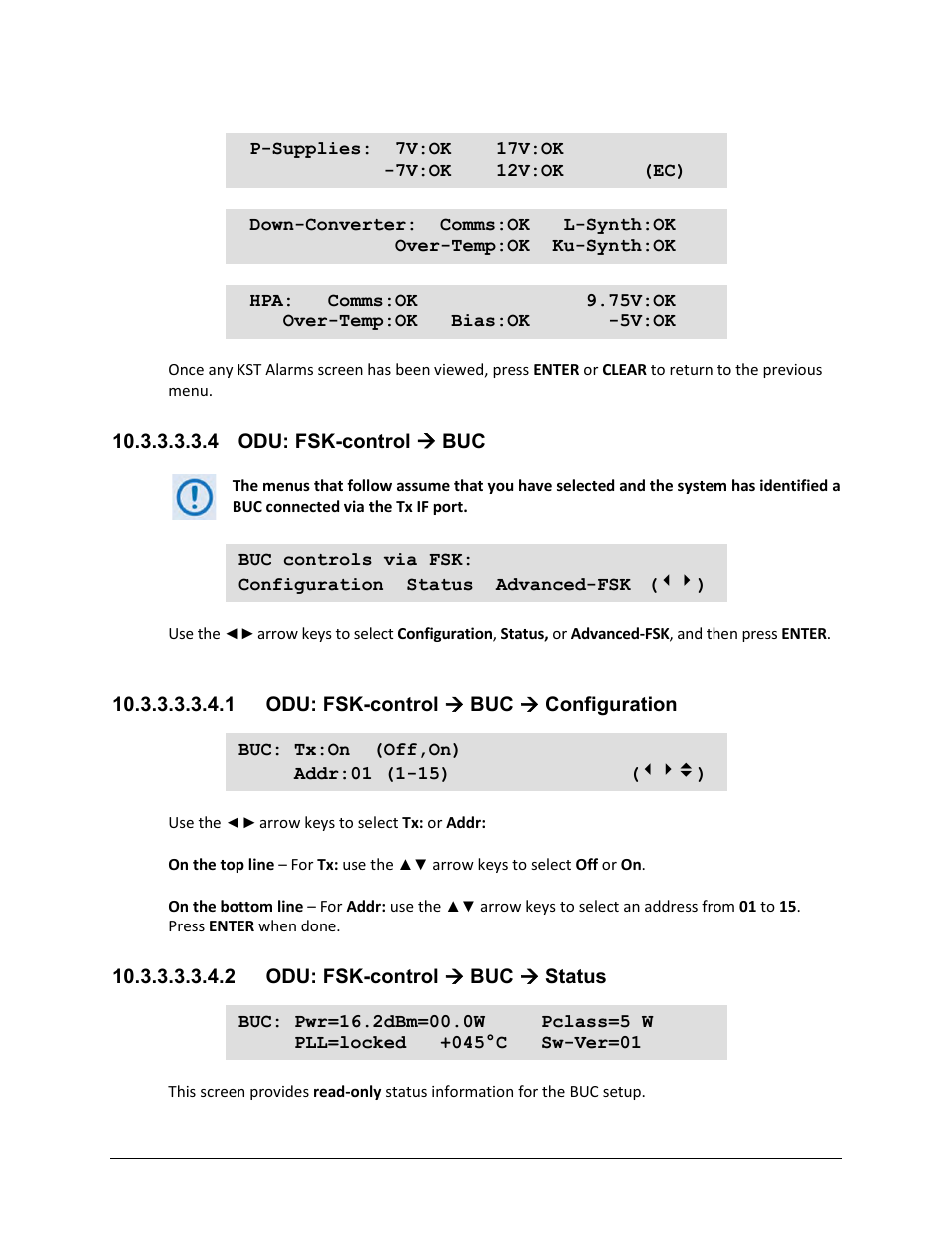 4 odu: fsk-control ( buc, 1 odu: fsk-control ( buc ( configuration, 2 odu: fsk-control ( buc ( status | 4 od | Comtech EF Data CDM-625A User Manual | Page 493 / 756