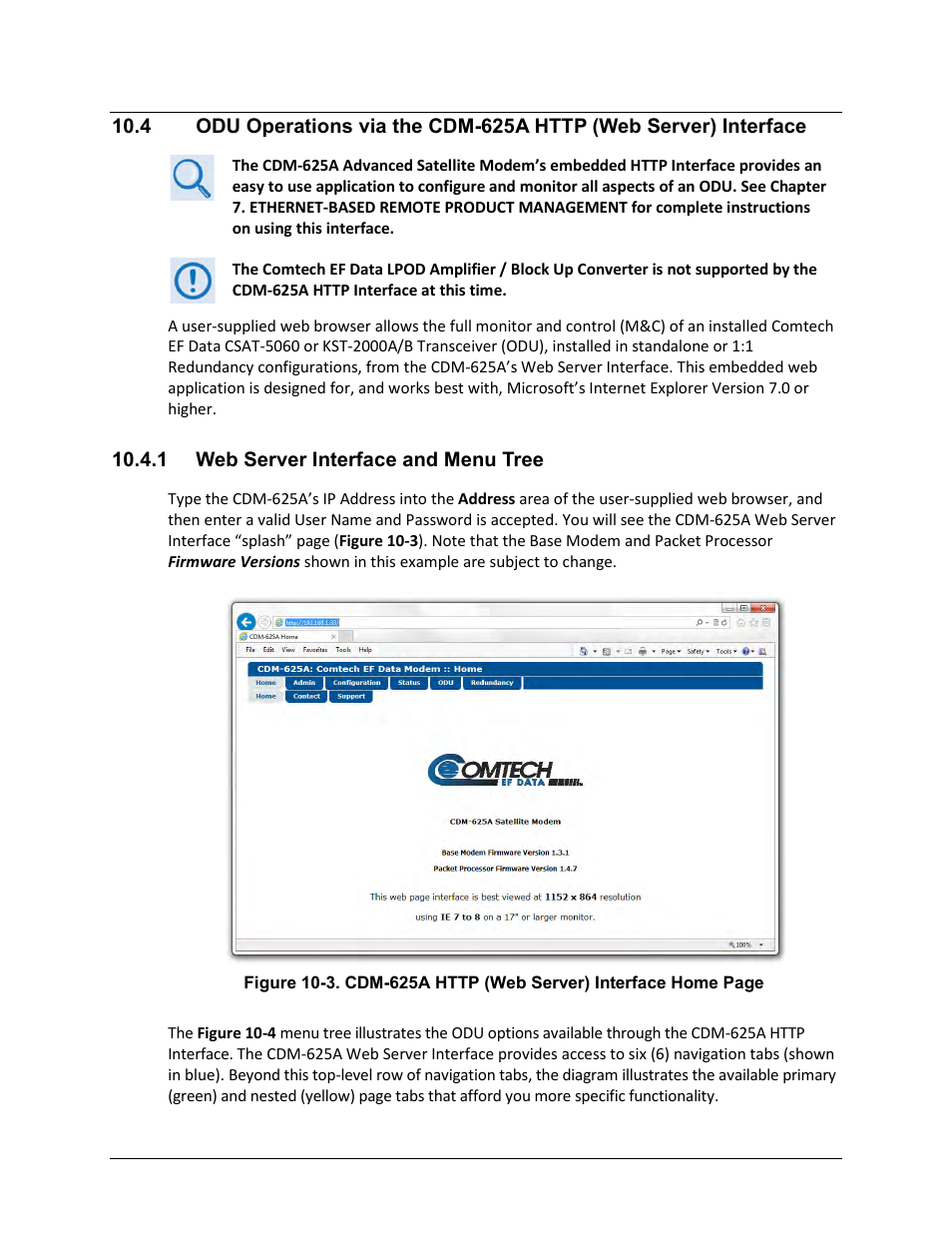 1 web server interface and menu tree | Comtech EF Data CDM-625A User Manual | Page 503 / 756