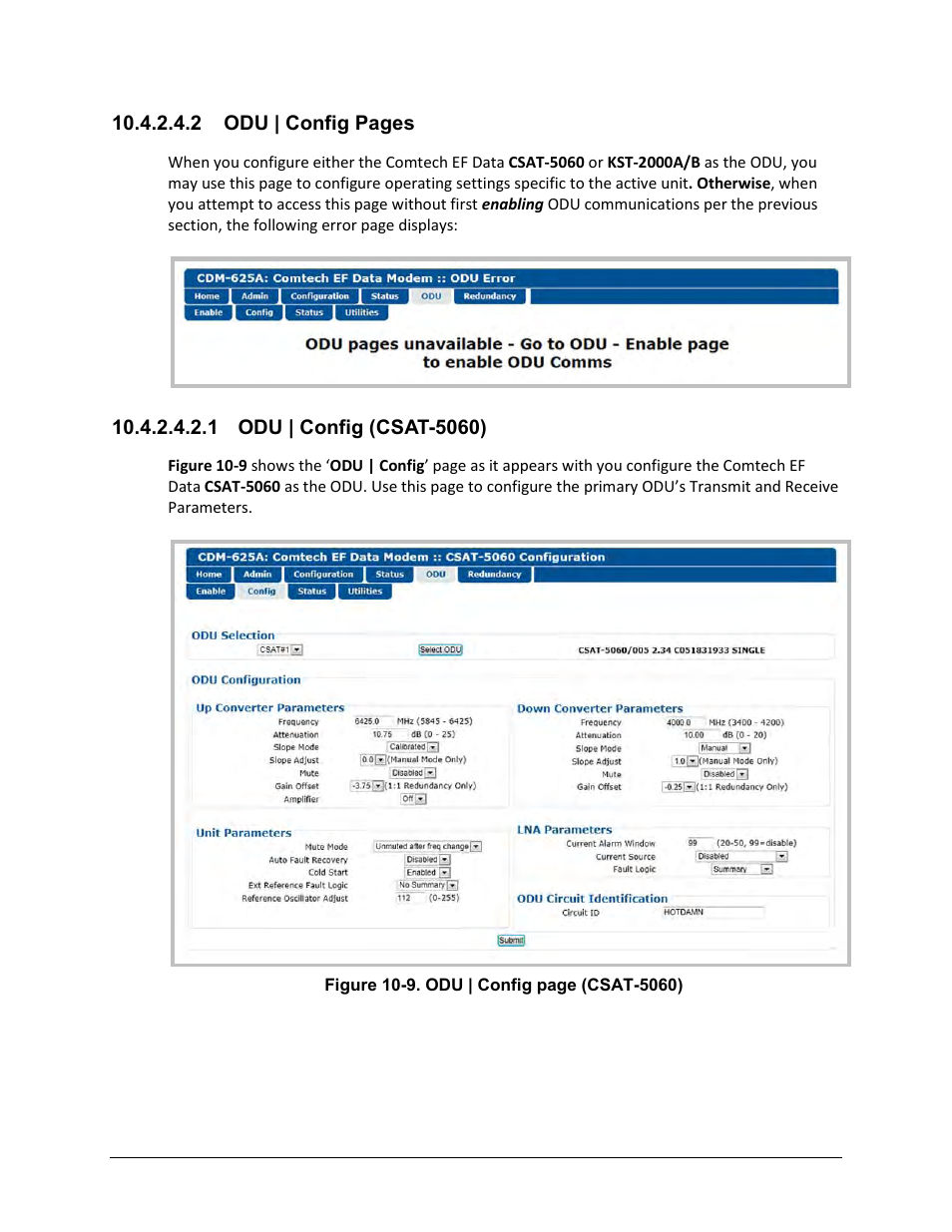 1 odu | config (csat-5060) | Comtech EF Data CDM-625A User Manual | Page 511 / 756