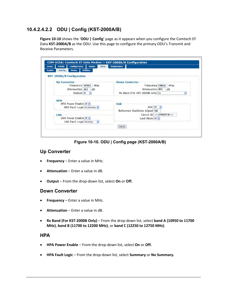 2 odu | config (kst-2000a/b) | Comtech EF Data CDM-625A User Manual | Page 514 / 756