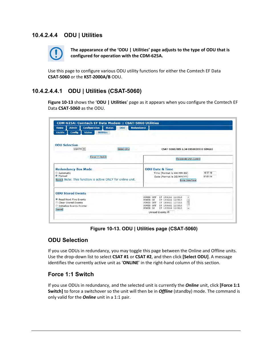 4 odu | utilities, 1 odu | utilities (csat-5060) | Comtech EF Data CDM-625A User Manual | Page 518 / 756