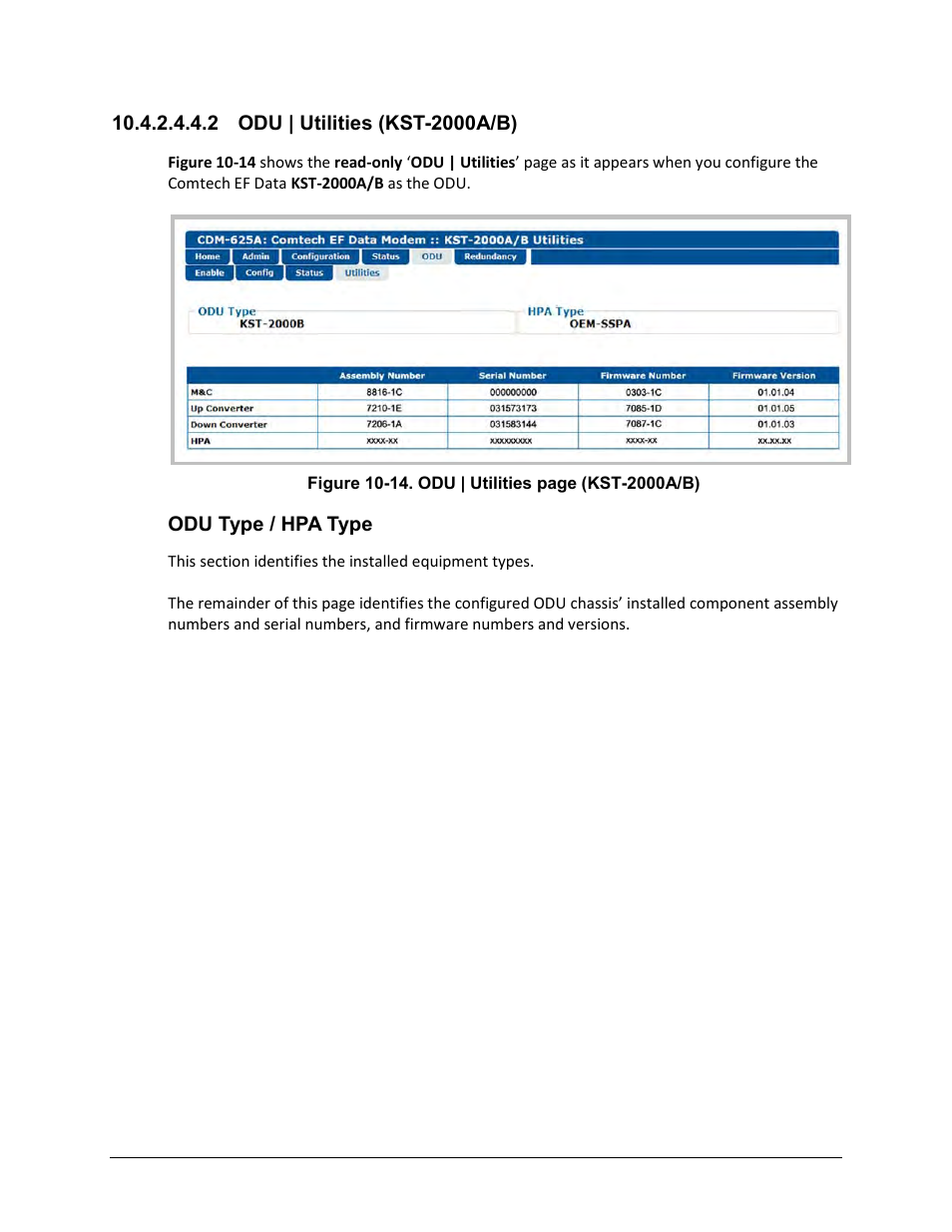 2 odu | utilities (kst-2000a/b) | Comtech EF Data CDM-625A User Manual | Page 520 / 756