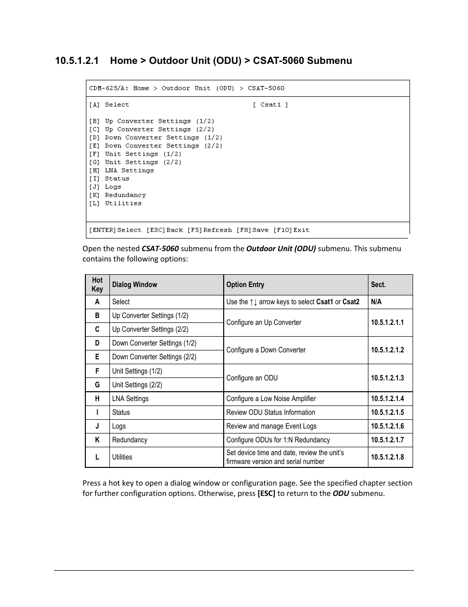 1 home > outdoor unit (odu) > csat-5060 submenu | Comtech EF Data CDM-625A User Manual | Page 524 / 756