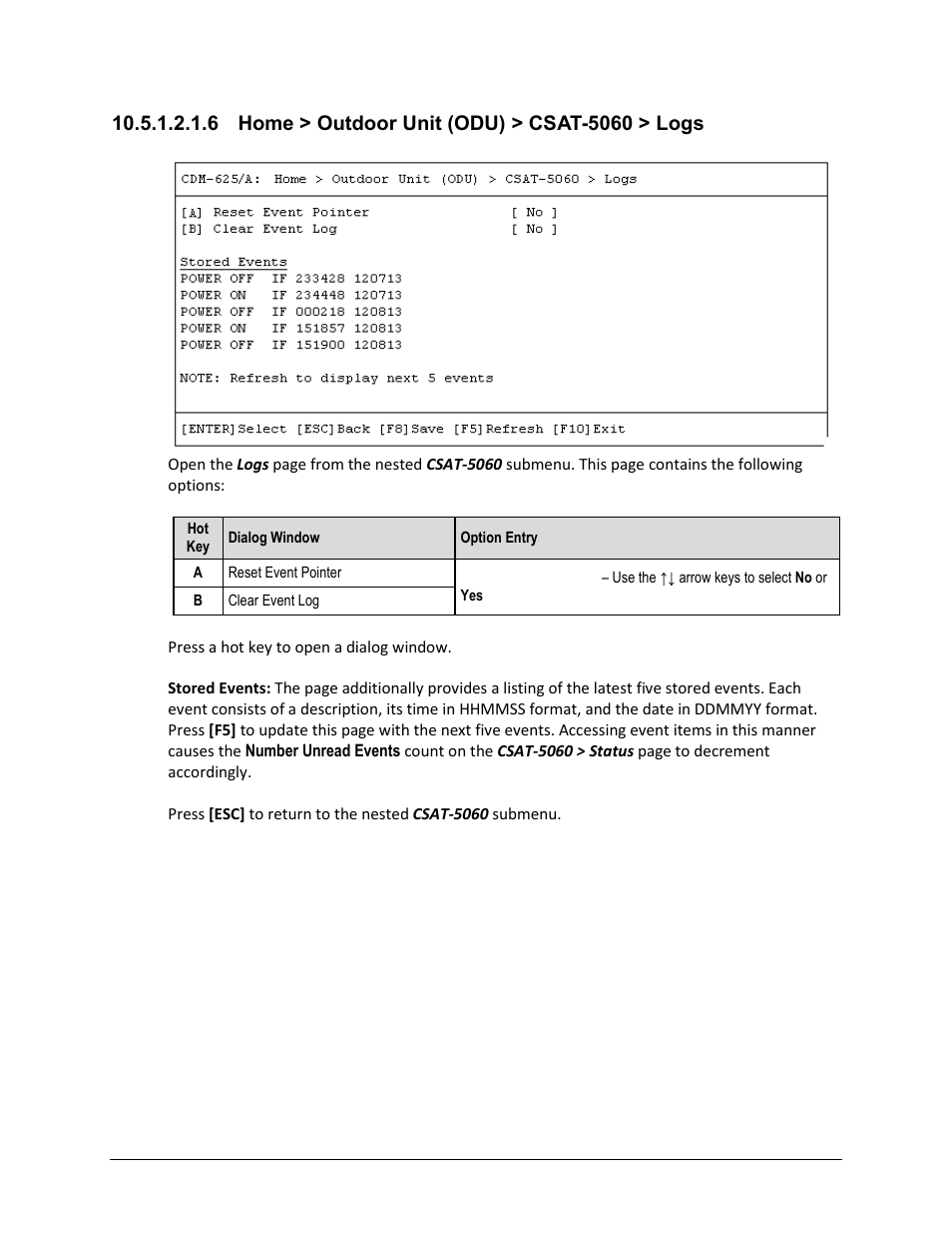 6 home > outdoor unit (odu) > csat-5060 > logs | Comtech EF Data CDM-625A User Manual | Page 530 / 756