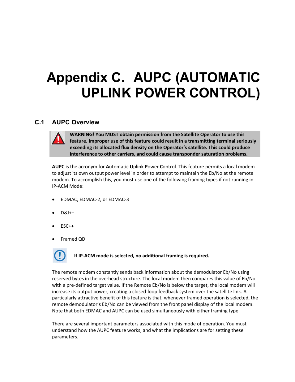 Appendix c. aupc (automatic uplink power control), C.1 aupc overview | Comtech EF Data CDM-625A User Manual | Page 583 / 756