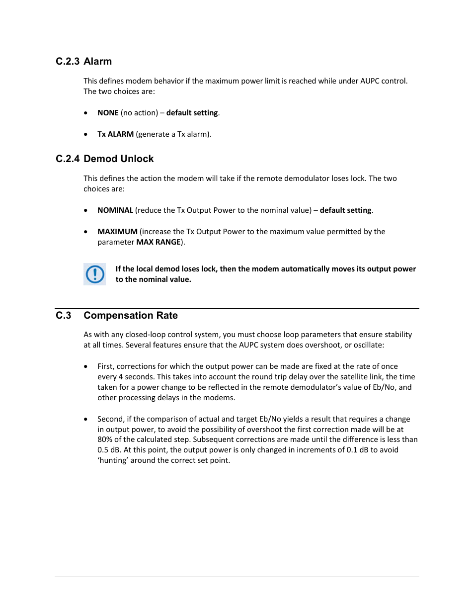 C.2.3 alarm, C.2.4 demod unlock, C.3 compensation rate | Comtech EF Data CDM-625A User Manual | Page 585 / 756