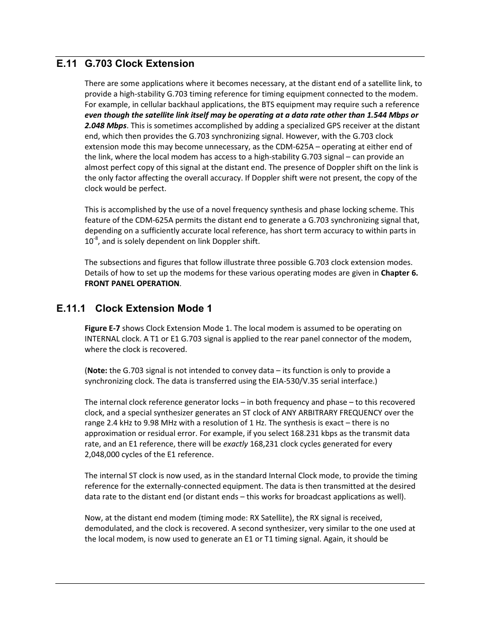E.11 g.703 clock extension, E.11.1 clock extension mode 1 | Comtech EF Data CDM-625A User Manual | Page 601 / 756