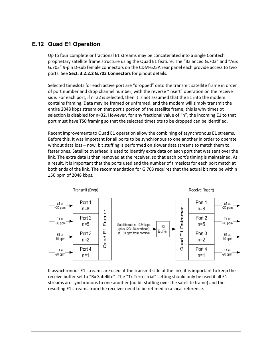 E.12 quad e1 operation | Comtech EF Data CDM-625A User Manual | Page 606 / 756