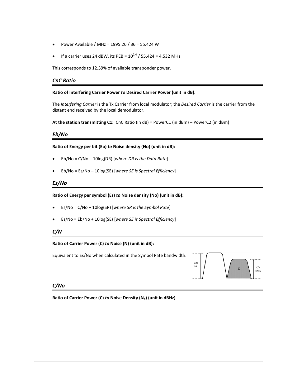 Cnc ratio, Eb/no, Es/no | C/no | Comtech EF Data CDM-625A User Manual | Page 636 / 756