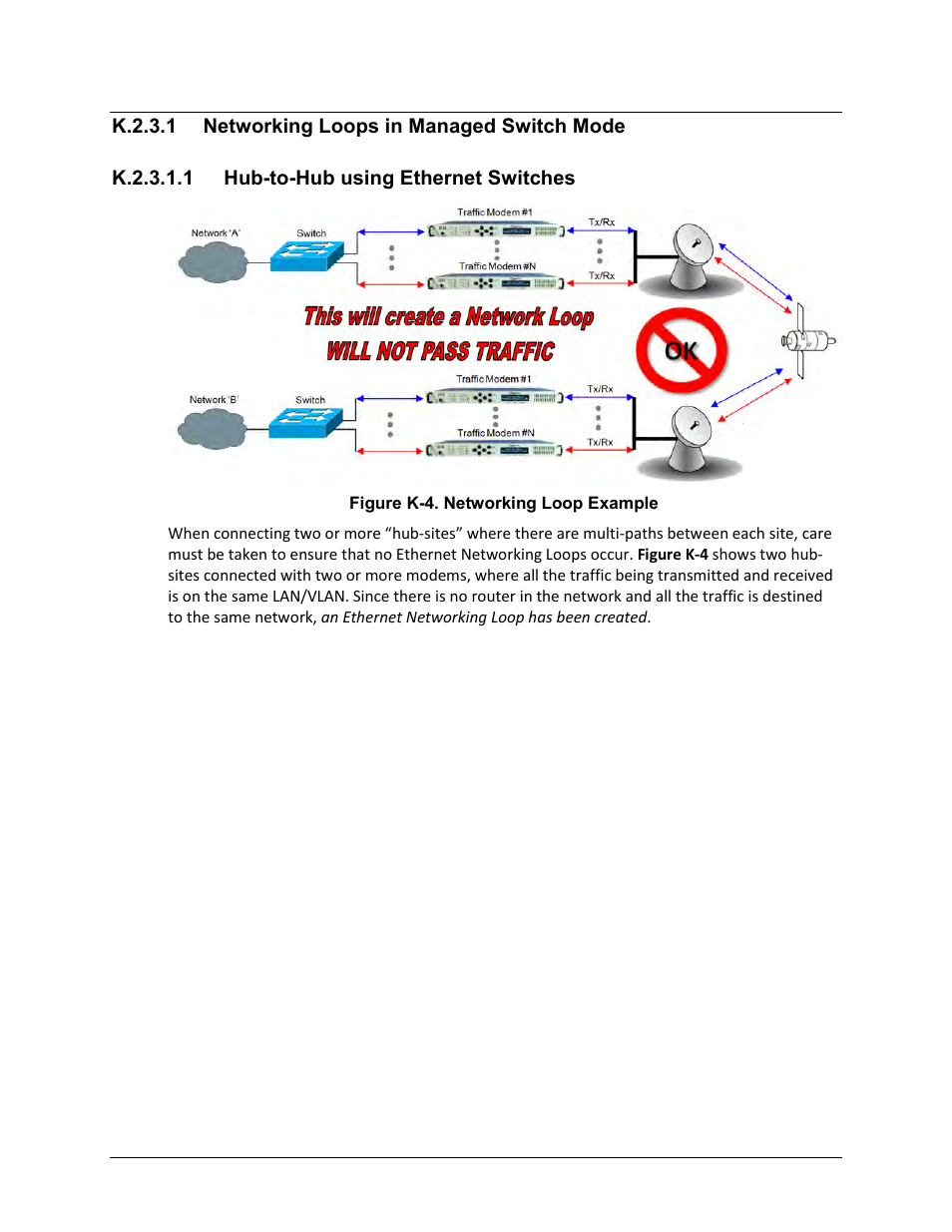 K.2.3.1 networking loops in managed switch mode, K.2.3.1.1 hub-to-hub using ethernet switches | Comtech EF Data CDM-625A User Manual | Page 651 / 756