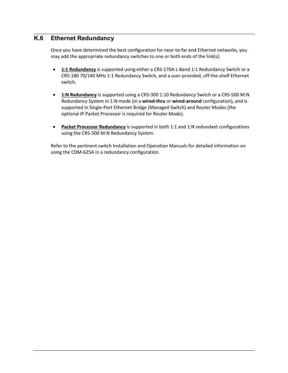 K.6 ethernet redundancy | Comtech EF Data CDM-625A User Manual | Page 662 / 756