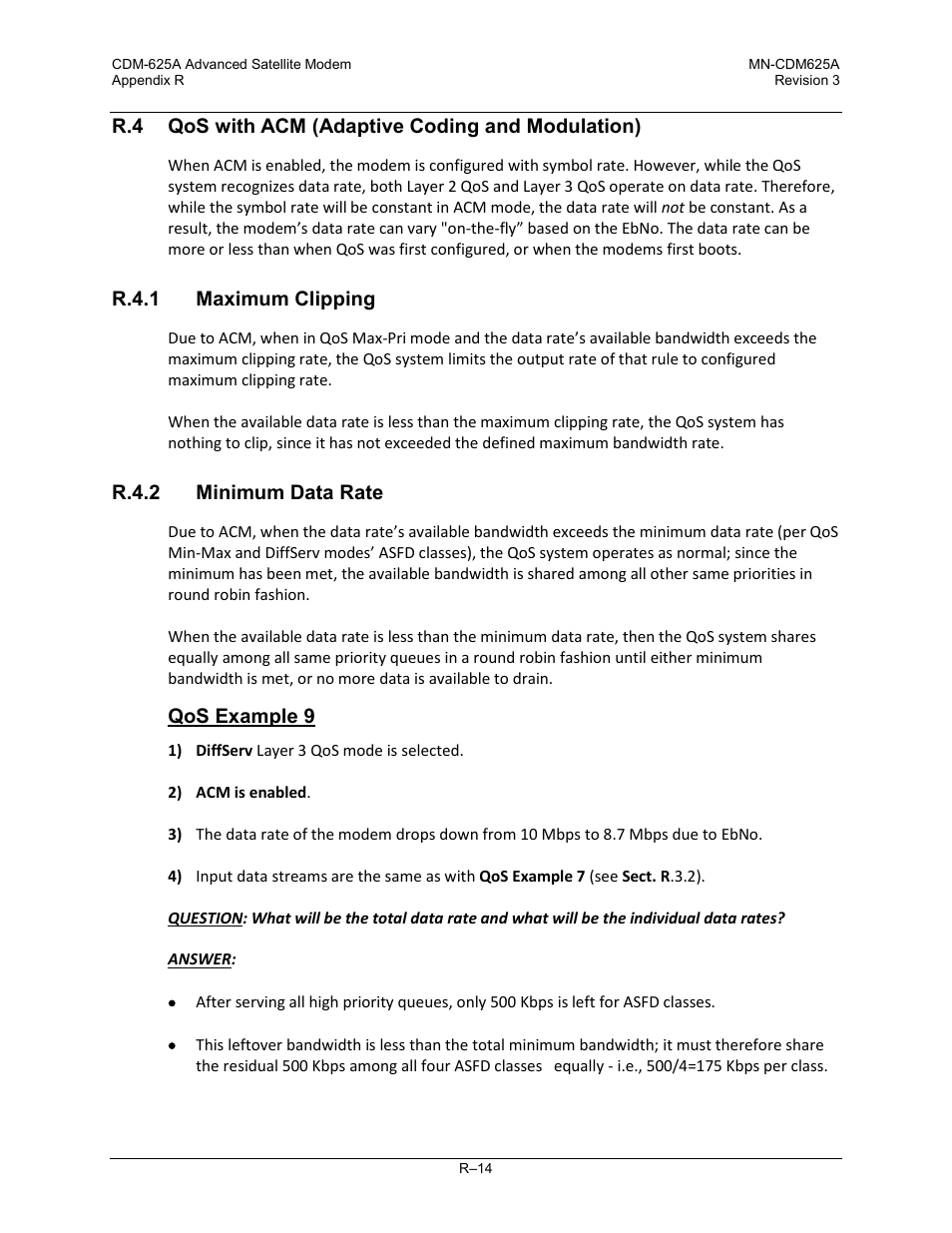 R.4 qos with acm (adaptive coding and modulation), R.4.1 maximum clipping, R.4.2 minimum data rate | Comtech EF Data CDM-625A User Manual | Page 736 / 756