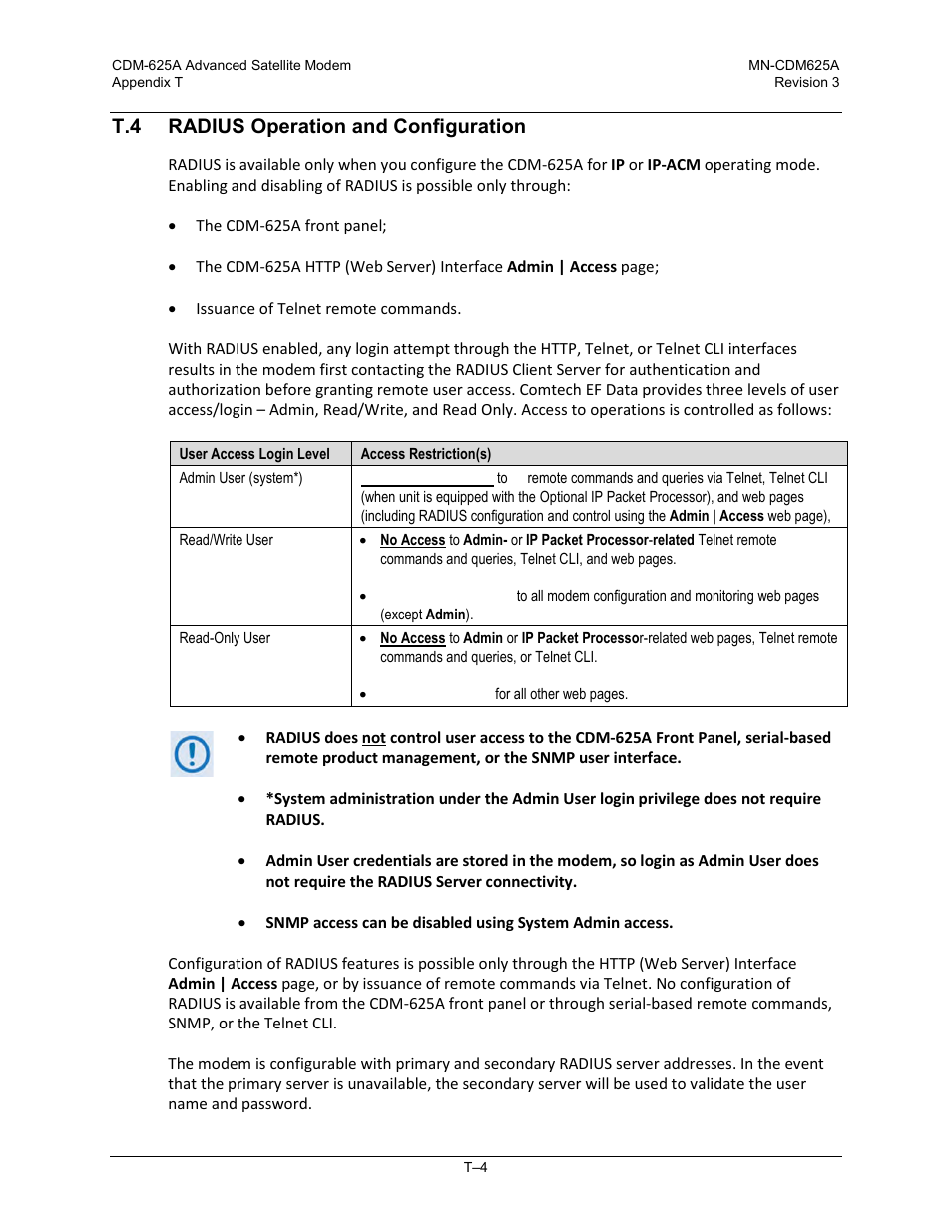 T.4 radius operation and configuration | Comtech EF Data CDM-625A User Manual | Page 744 / 756