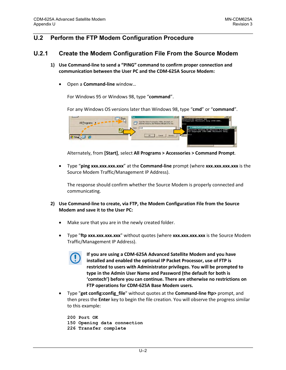 U.2 perform the ftp modem configuration procedure | Comtech EF Data CDM-625A User Manual | Page 750 / 756