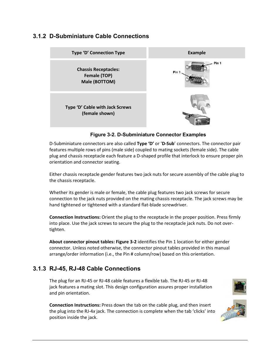 2 d-subminiature cable connections, 3 rj-45, rj-48 cable connections | Comtech EF Data CDM-625A User Manual | Page 87 / 756