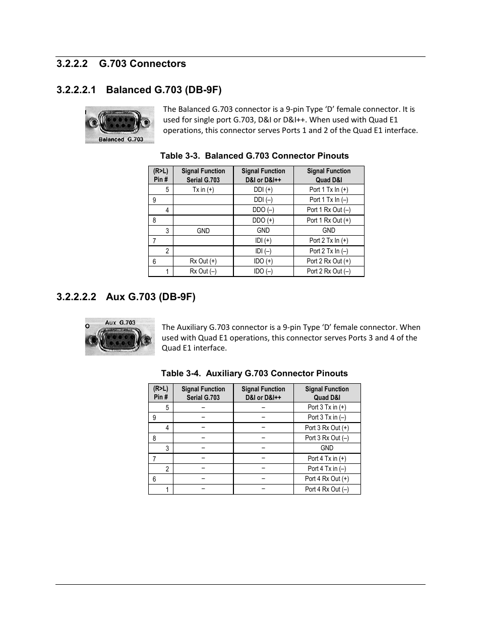 2 g.703 connectors, 1 balanced g.703 (db-9f), 2 aux g.703 (db-9f) | Comtech EF Data CDM-625A User Manual | Page 93 / 756