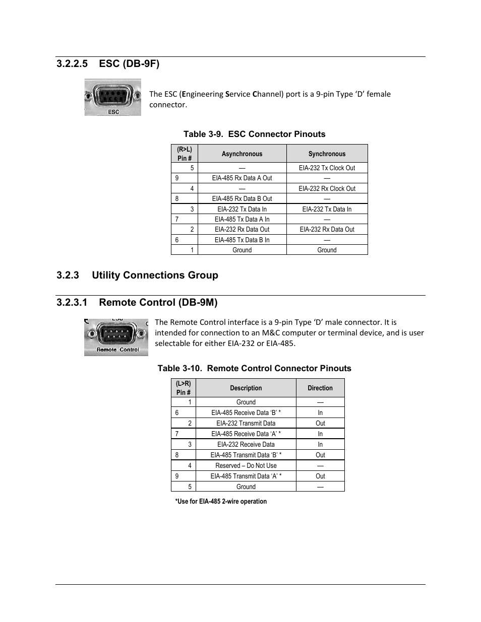 5 esc (db-9f), 3 utility connections group, 1 remote control (db-9m) | Comtech EF Data CDM-625A User Manual | Page 98 / 756