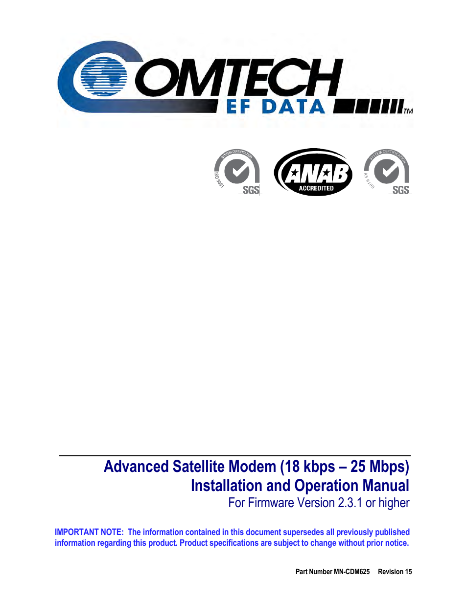 Comtech EF Data CDM-625 User Manual | 684 pages