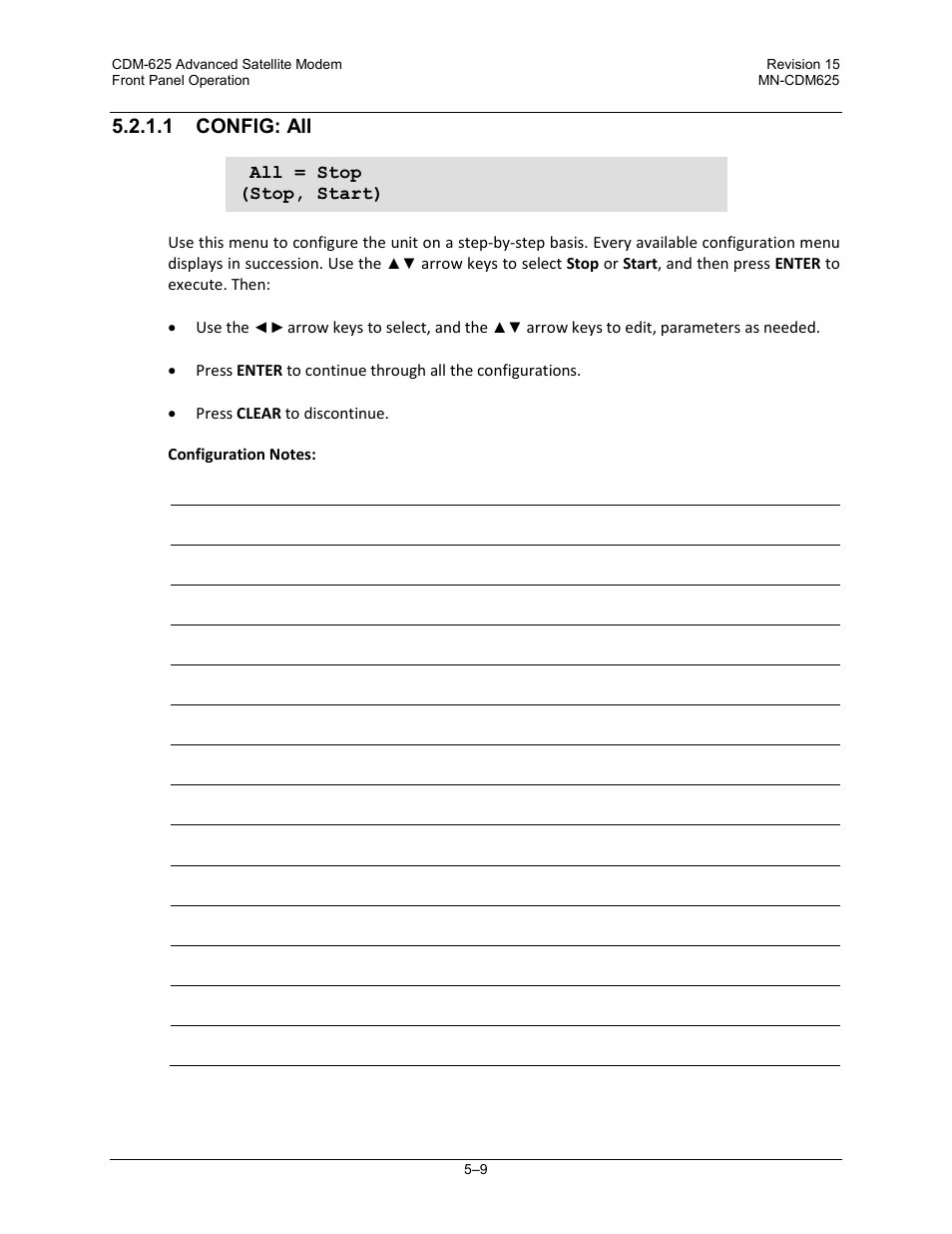 1 config: all | Comtech EF Data CDM-625 User Manual | Page 109 / 684