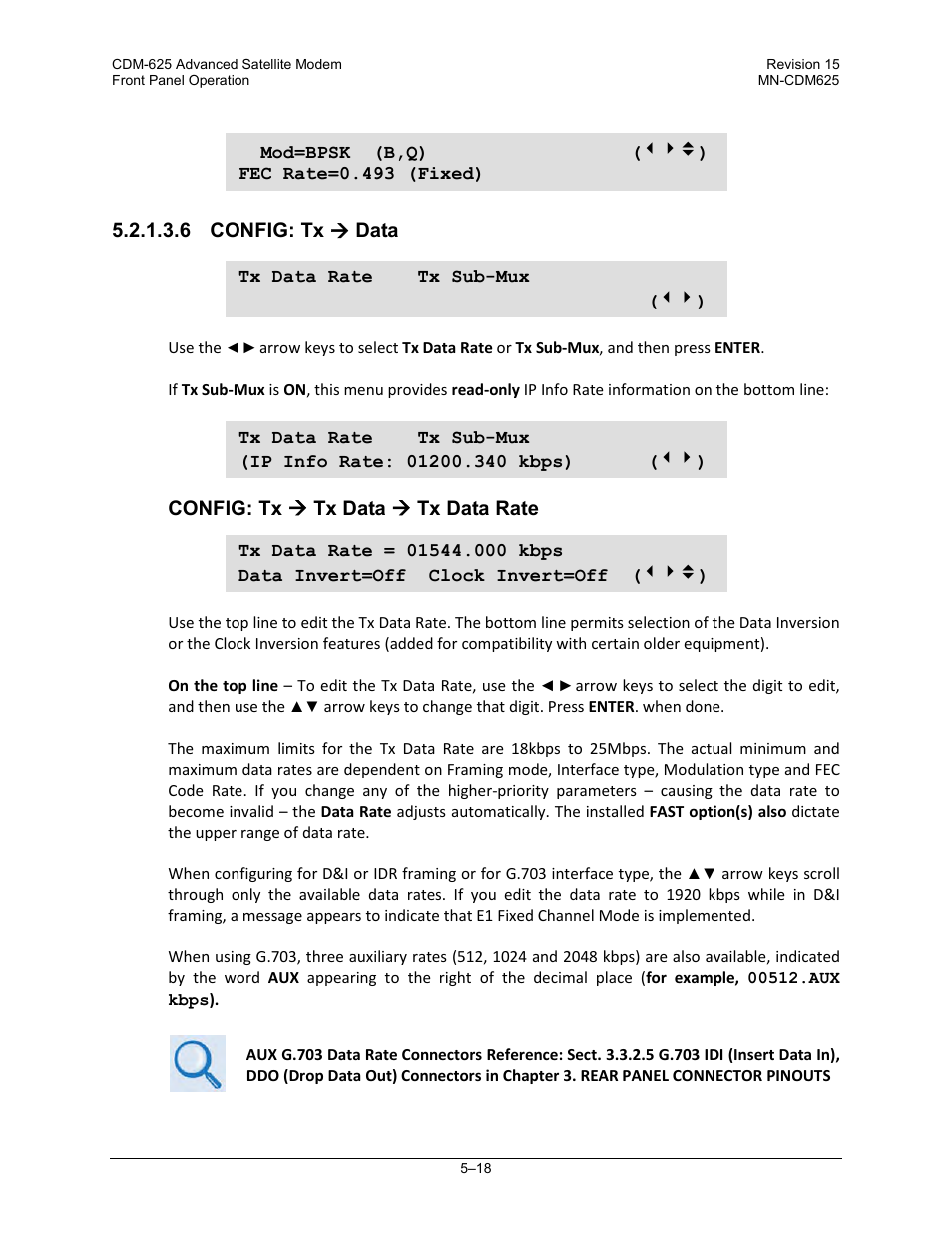 6 config: tx ( data | Comtech EF Data CDM-625 User Manual | Page 118 / 684