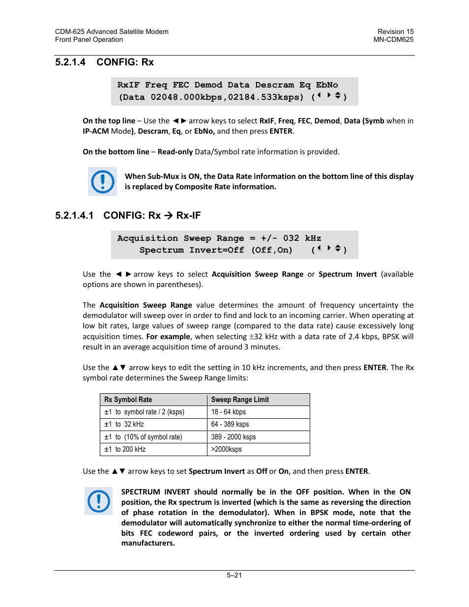 4 config: rx, 1 config: rx ( rx-if, 1 config: rx  rx-if | Comtech EF Data CDM-625 User Manual | Page 121 / 684