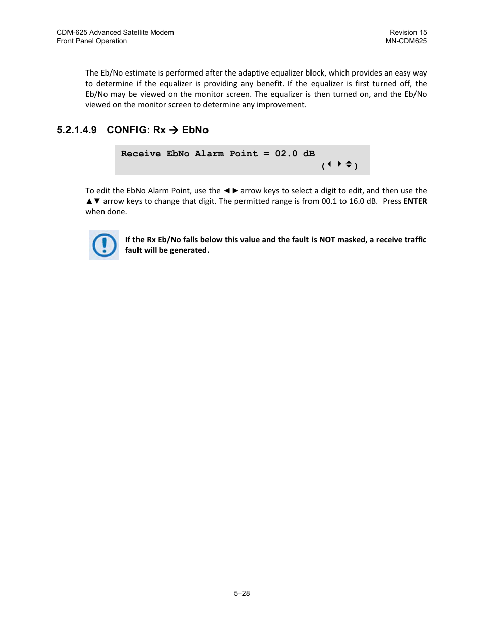 9 config: rx ( ebno, 9 config: rx  ebno | Comtech EF Data CDM-625 User Manual | Page 128 / 684