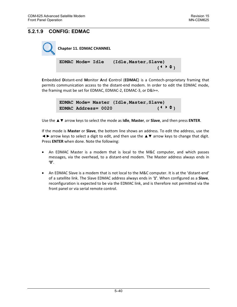 9 config: edmac | Comtech EF Data CDM-625 User Manual | Page 140 / 684