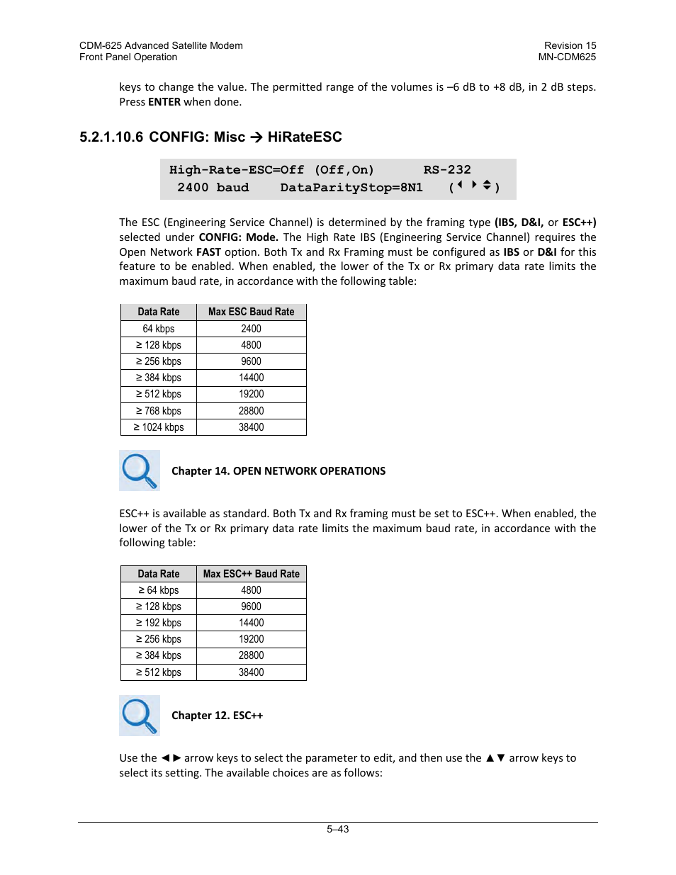 6 config: misc ( hirateesc, 6 config: misc  hirateesc | Comtech EF Data CDM-625 User Manual | Page 143 / 684