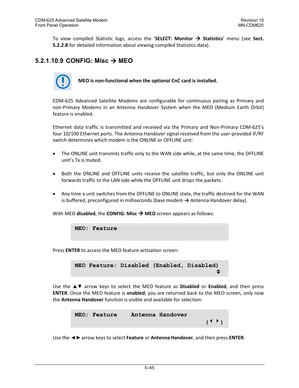 9 config: misc ( meo | Comtech EF Data CDM-625 User Manual | Page 145 / 684