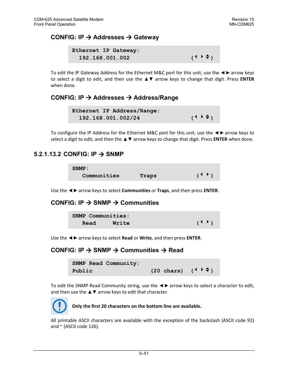 2 config: ip ( snmp | Comtech EF Data CDM-625 User Manual | Page 151 / 684