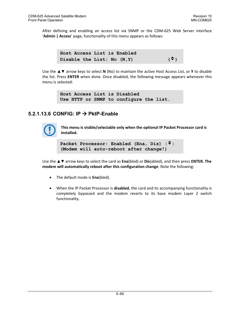 6 config: ip ( pktp-enable | Comtech EF Data CDM-625 User Manual | Page 166 / 684