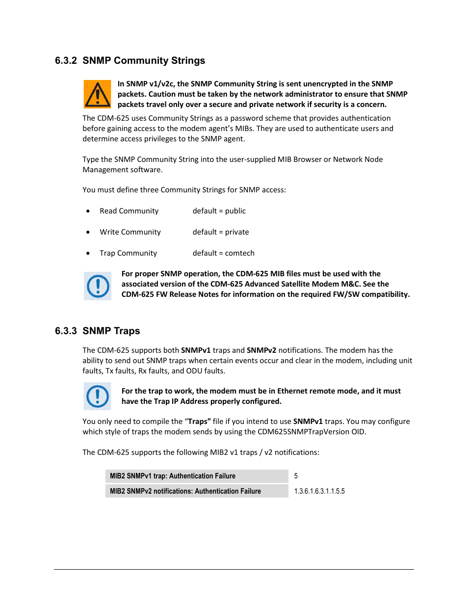 2 snmp community strings, 3 snmp traps | Comtech EF Data CDM-625 User Manual | Page 195 / 684