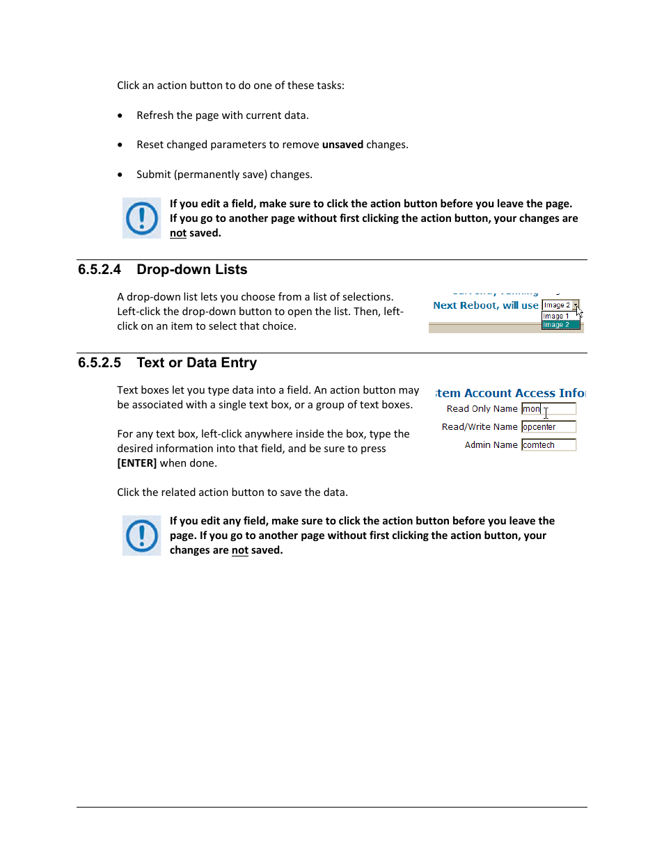 4 drop-down lists, 5 text or data entry | Comtech EF Data CDM-625 User Manual | Page 202 / 684